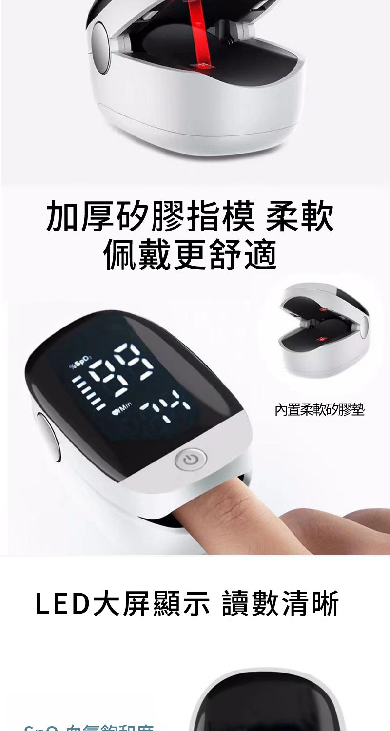 加厚矽膠模 柔軟佩戴更舒適Min內置柔軟矽膠墊LED大屏顯示 讀數清晰
