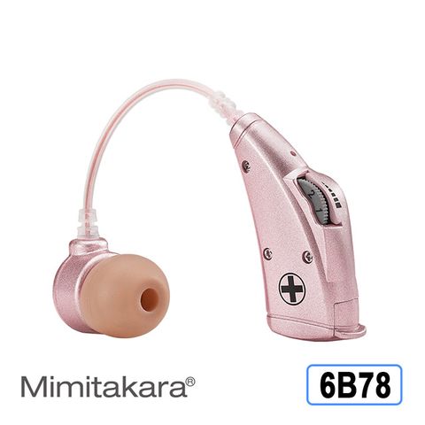 台灣製原廠公司貨耳寶 助聽器(未滅菌)★Mimitakara 電池式耳掛型助聽器 晶鑽粉6B78 輕、中度聽損適用