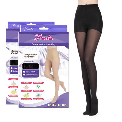【Freesia】醫療彈性襪超薄型-褲襪壓力襪X2雙組