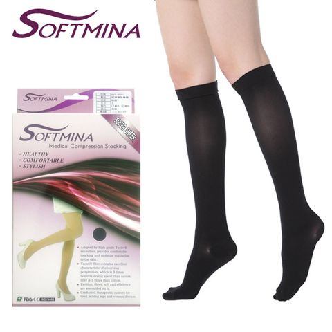 *醫材字號*【Softmina】專業醫療彈性壓力包趾小腿襪-超薄型(醫療襪/彈性襪/壓力襪/靜脈曲張襪)