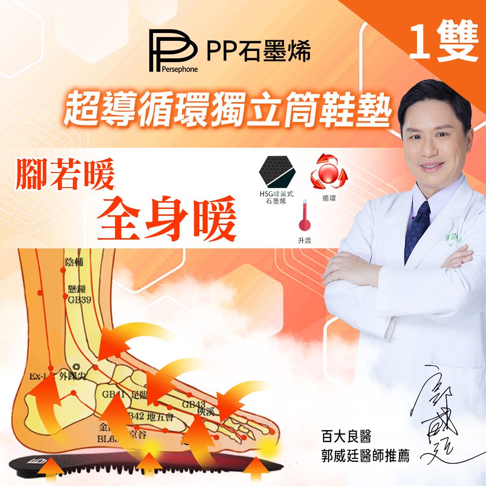 PP波瑟楓妮 石墨烯獨立筒鞋墊1雙