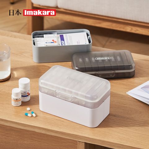 【日本Imakara】家庭用多功能磨藥切藥雙層醫藥箱-多色可選