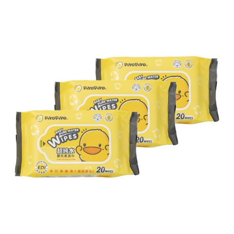 PiyoPiyo 黃色小鴨 嬰兒超柔濕紙巾(20抽/包*3)