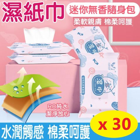 【30入】純水 濕紙巾 低敏不刺激濕紙巾 隨身包 ( 10抽/包 )