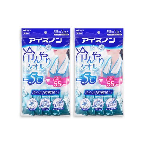 (2袋)日本Hakugen-約-5°C戶外清爽消暑一次性掛脖用涼感濕巾5入/藍袋