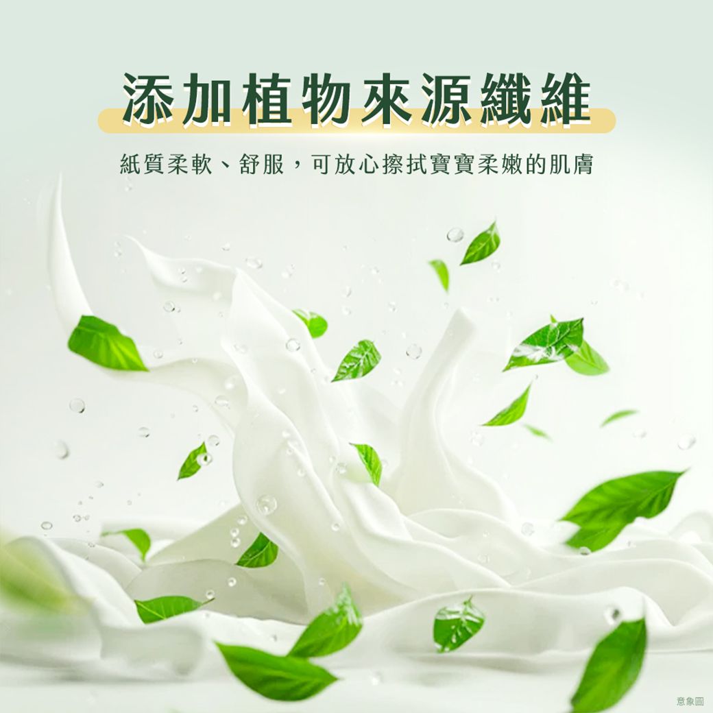 添加植物來源纖維紙質柔軟、舒服,可放心的肌膚意象圖
