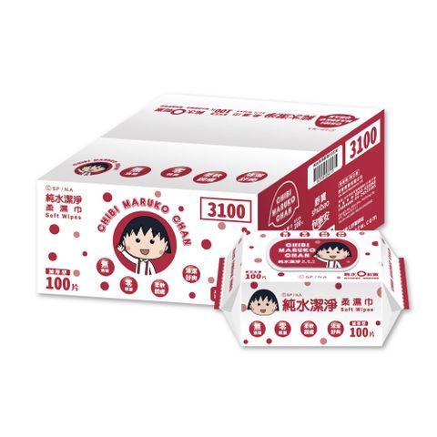 【櫻桃小丸子】純水潔淨柔濕巾100抽*12包/箱