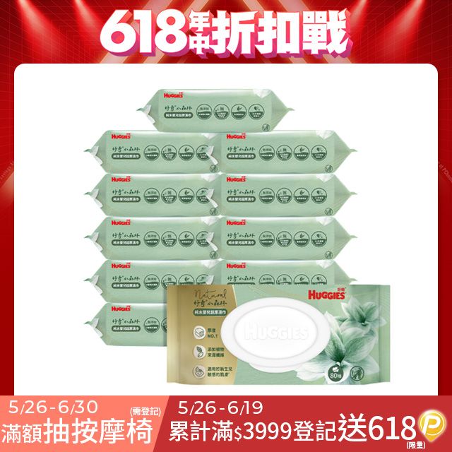 Huggies 好奇 小森林純水嬰兒超厚濕巾(80抽x12包)