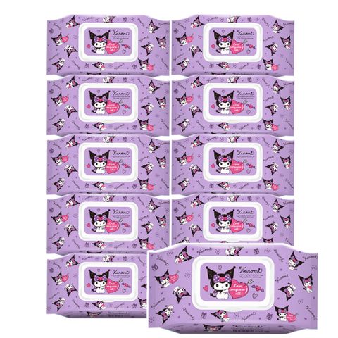 Sanrio 三麗鷗 酷洛米 輕巧包純水有蓋濕紙巾 80抽X36包 箱購 (加蓋) 不含添加使用更安心