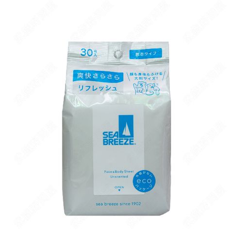 【日本資生堂】SEA BREEZE 涼感濕巾 - 無香30枚入