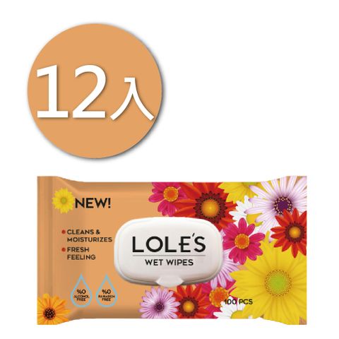 【12入】LOLES 無酒精萬用潔膚濕紙巾－有蓋100片 (繁花限定版)