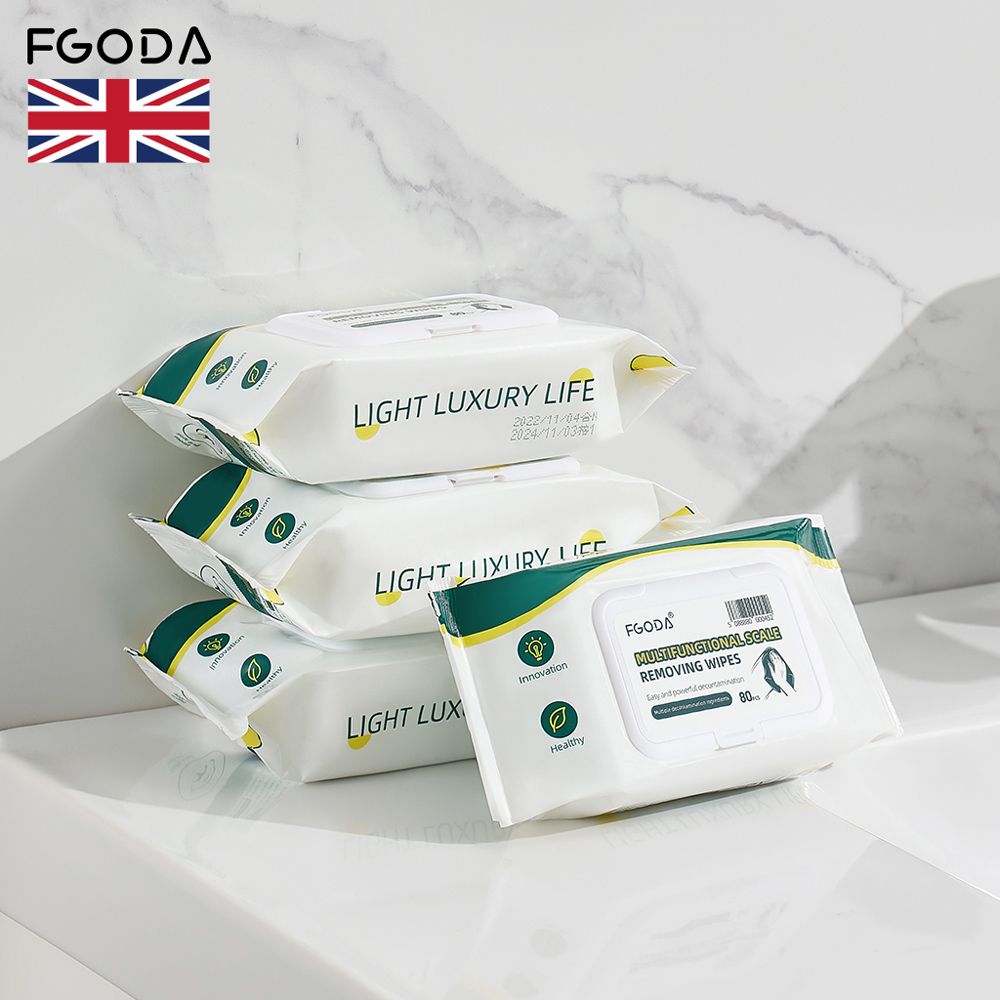  【英國FGODA】多功能除水垢濕紙巾(1包80抽)x3包