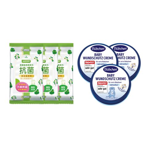 Baan 貝恩 潔膚抗菌柔濕巾30抽20包+【貝臣】萬用護膚膏150ml*3