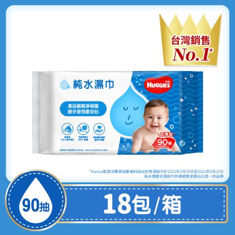 Huggies 好奇 純水嬰兒濕巾-加厚型 (90抽x18包/箱)