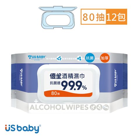 US BABY 優生 超厚型抗菌酒 精濕巾80抽(12包)