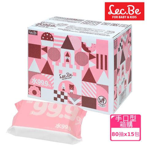 [日本LEC]純水99.9%手口專用濕紙巾(箱購80抽X15包)