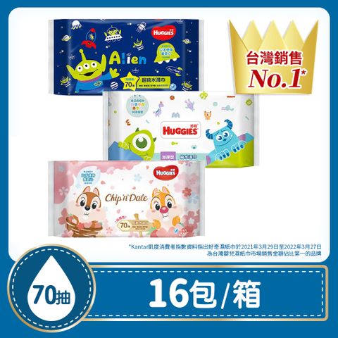 Huggies 好奇 迪士尼純水嬰兒濕巾-加厚型 (70抽x16包/箱)