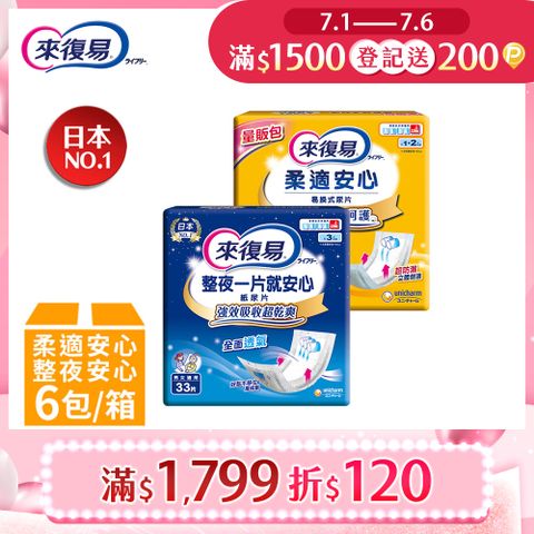 來復易 成人紙尿片 箱購(柔適安心/整夜一片就安心)