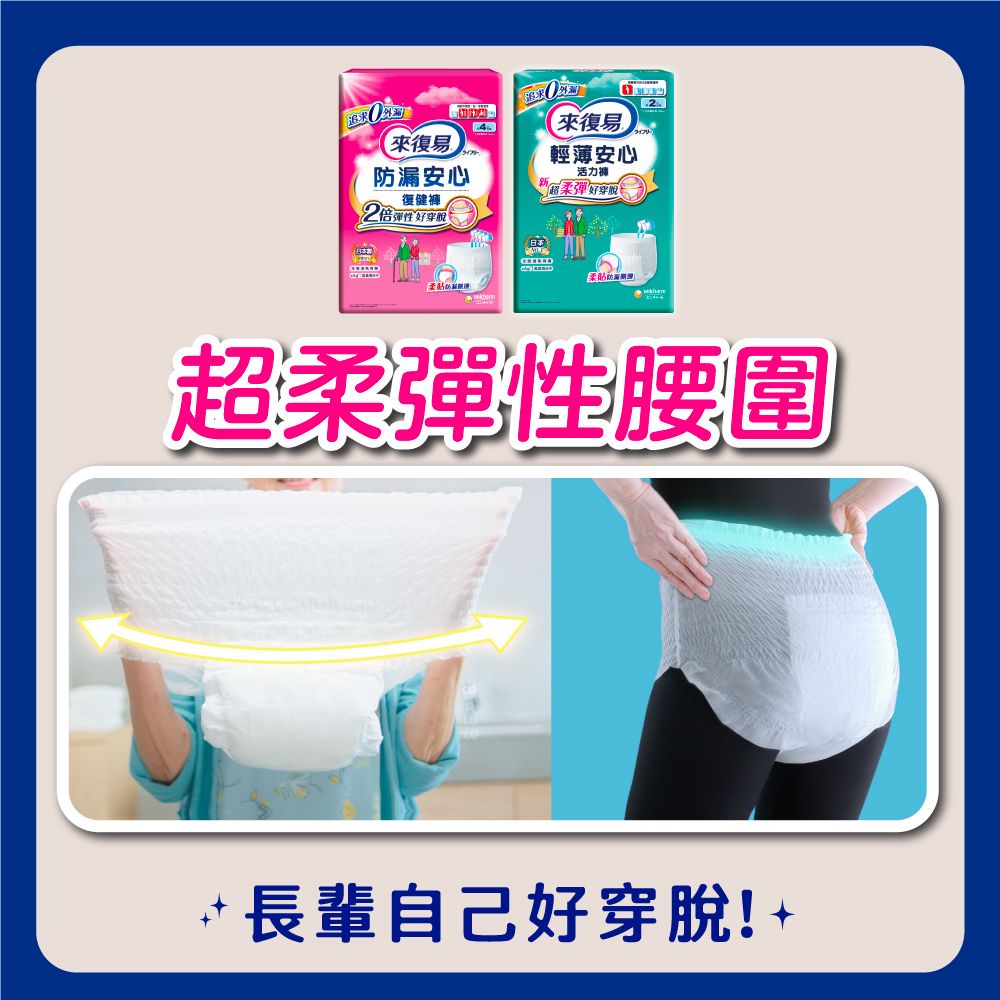 來復易 輕薄活力褲-成人褲型紙尿褲 (S-XXL) 4包/箱