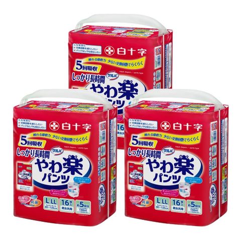 白十字 (箱購) 雙層D超瞬吸防漏復健褲 L-LL(箱48片/16片x3包)-日本原裝進口(腰圍80~125cm)