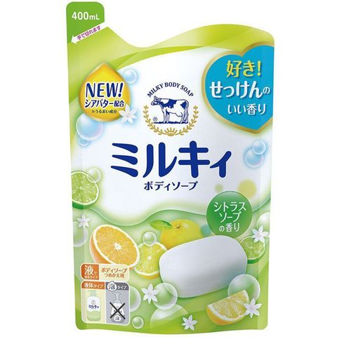 日本牛乳石鹼 牛乳精華沐浴乳補充包(柚子果香)400ml