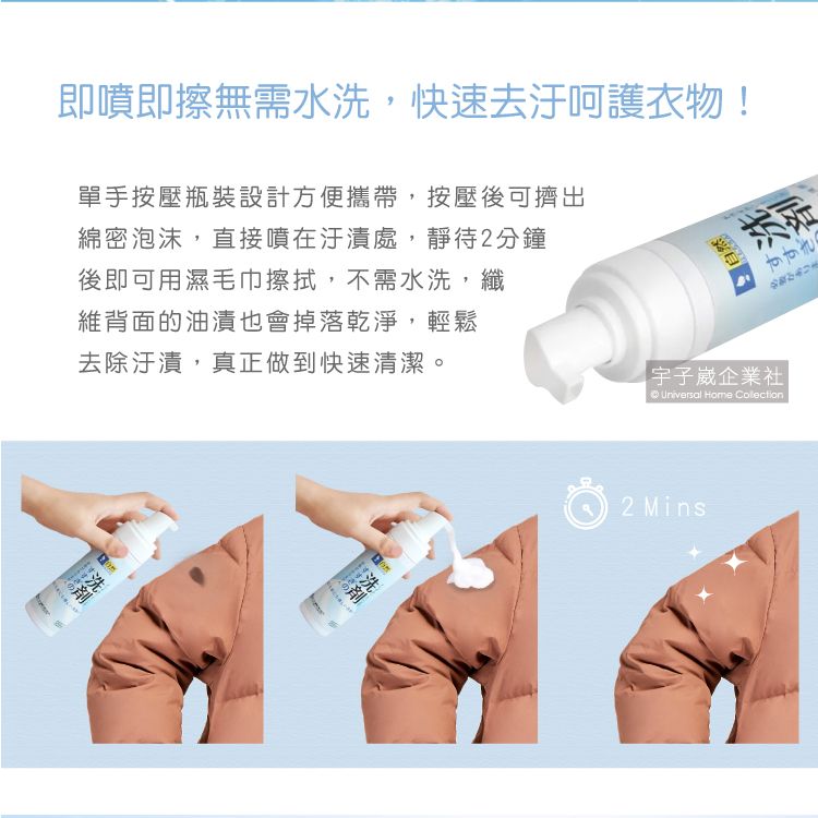 SP SAUCE 免水洗羽絨衣乾洗泡泡慕斯清潔劑200ml/瓶(羽絨外套清洗劑,泡沫去漬,解決羽絨衣不能水洗的困擾)
