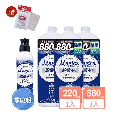 LION 日本獅王 日本 家庭4入組 除菌+系列洗碗精 220ml X1+880ml X3