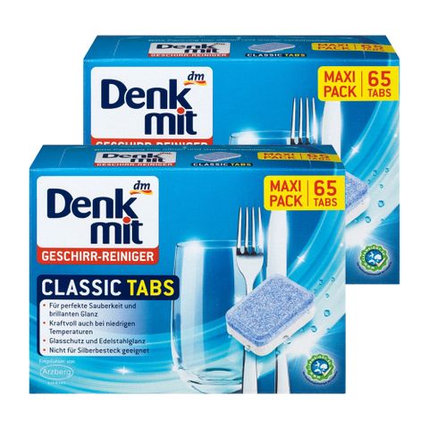 德國Denkmit 全效洗碗清潔錠 65顆/盒 二盒組 (洗碗機專用)