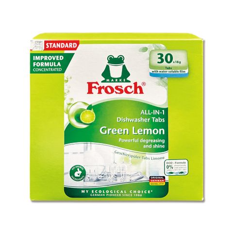 德國Frosch小綠蛙-洗碗機專用3合1環保洗碗錠-檸檬香30入/盒
