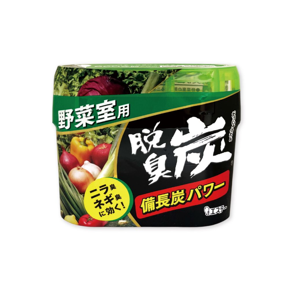 ST 雞仔牌 日本脫臭炭強力消臭凝膠型備長炭冰箱薄型除臭劑-蔬果綠140g/盒(冰箱消臭盒,除臭芳香劑)