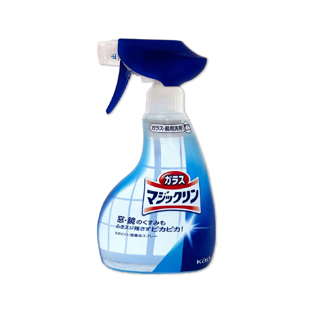 KAO 花王 日本鏡面去污光亮濃密泡沫噴霧玻璃清潔劑400ml/藍白瓶(窗戶鏡子手印擦拭洗淨液)
