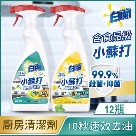 【白蘭】小蘇打廚房清潔劑 480gX12(檸檬西柚/綠茶薄荷)