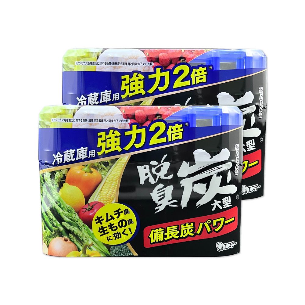 ST 雞仔牌 (2盒超值組)強力2倍脫臭備長炭凝膠冰箱除臭劑240g/盒-大型冷藏藍(冷藏室防串味除臭盒)