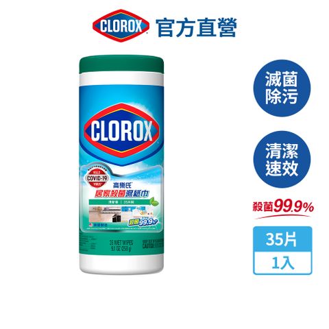 CLOROX 高樂氏 居家清潔殺菌濕紙巾-清新香35片(廚房油汙/環境消毒/消滅腸菌病毒/無酒精) 清新香/35片裝