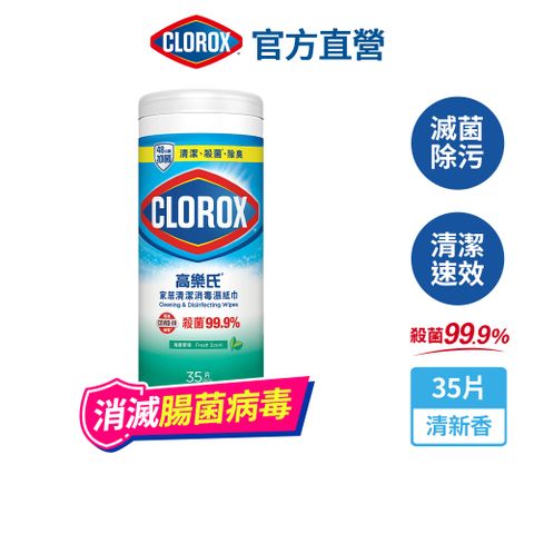 美國CLOROX 高樂氏居家清潔殺菌濕紙巾-清新香(35片)