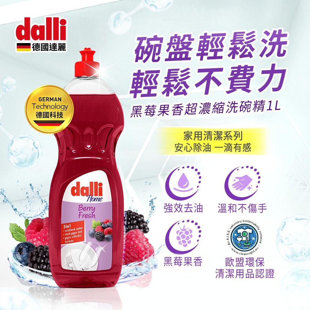 Dalli 德國達麗 黑莓果香氛高效去油汙超濃縮洗碗精1000ml