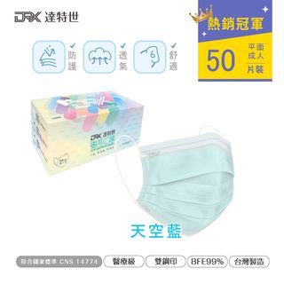 【DRX達特世】醫用口罩 50入-典雅系列-天空藍