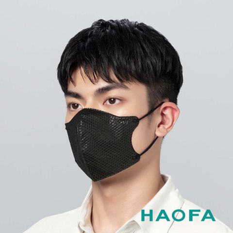 HAOFA氣密型99%防護立體醫療口罩(抗UV50+)-鋼琴黑(30入)