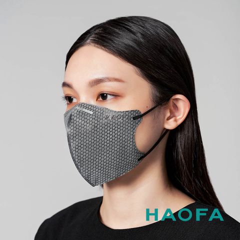 HAOFA氣密型99%防護立體醫療口罩活性碳款-蜂碳(30入)