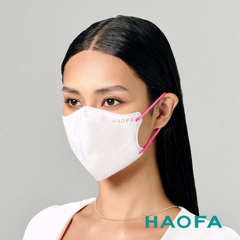 HAOFA氣密型99%防護立體醫療口罩彩耳款-桃紅(10入)