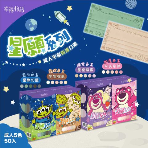 幸福物語 迪士尼系列 成人平面口罩 50片/盒(皮克斯人氣角色！三眼怪/熊抱哥)