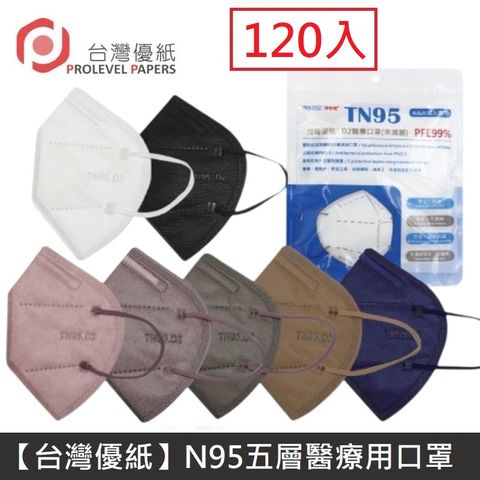【台灣優紙】 N95 醫療口罩 TN95 高科技奈米 五層 高防護 醫療用口罩 台灣製 - 120片