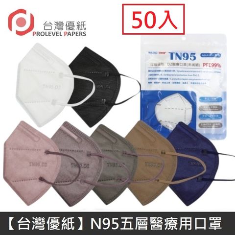 【台灣優紙】 N95 醫療口罩 TN95 高科技奈米 五層 高防護 醫療用口罩 台灣製 - 50片