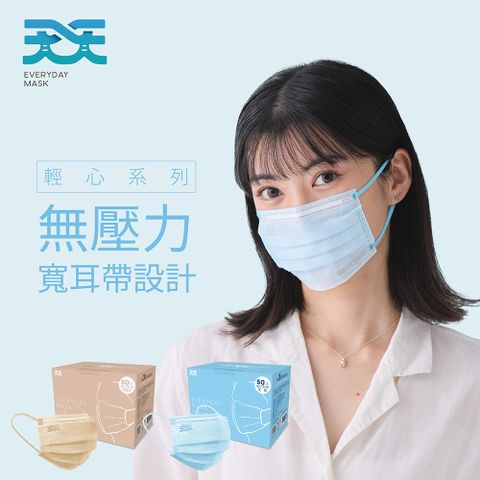 天天 成人平面醫用口罩-輕心系列(天藍) 50入//盒