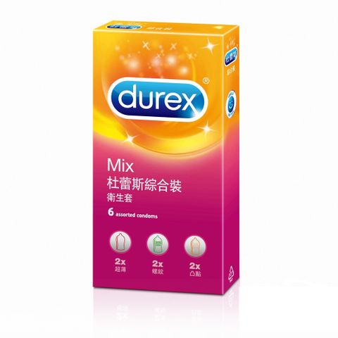 Durex 杜蕾斯 -綜合裝 保險套(6入)(超薄+凸點+螺紋)