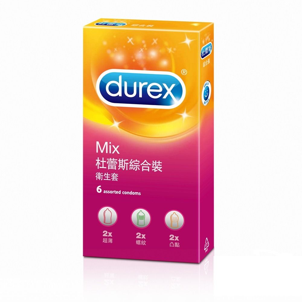 Durex 杜蕾斯 【保險套大特賣】 綜合型保險套-超薄x2+螺紋2+凸點x2(6片X6盒)