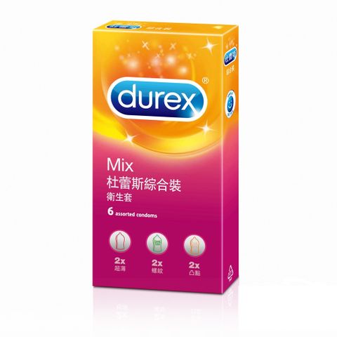 【保險套大特賣】Durex杜蕾斯 綜合型保險套-超薄x2+螺紋2+凸點x2(6片X6盒)