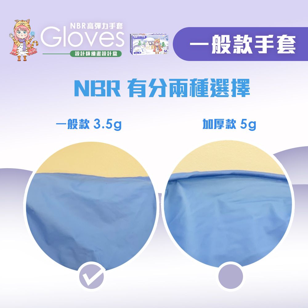 NBR高彈力 一般款手套設計師繪畫設計盒NBR 有分兩種選擇一般款3.5g加厚款 5g