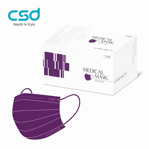 【CSD】中衛醫療口罩-成人平面-炫霓紫 (50片/盒)
