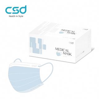 【CSD】中衛醫療口罩-成人平面-天空藍 (50片/盒)